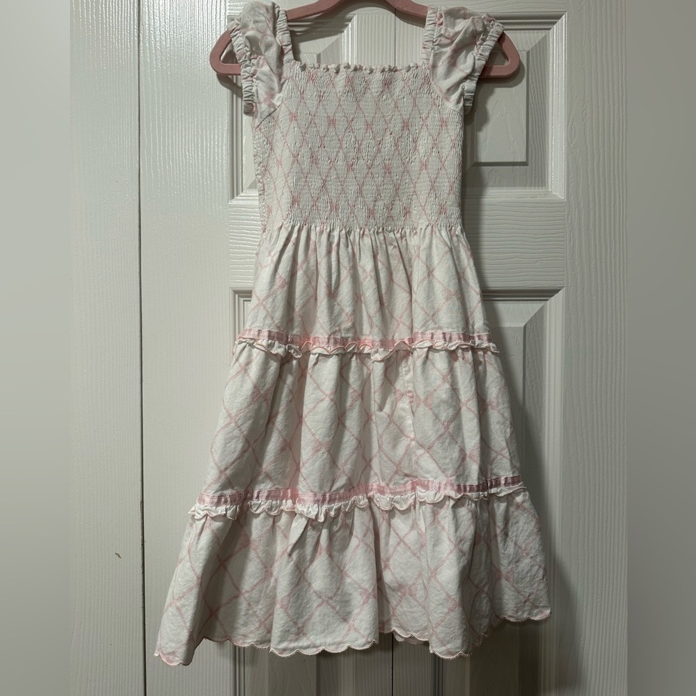 Sal & Pimenta White Dress With Pink Bows Size 8